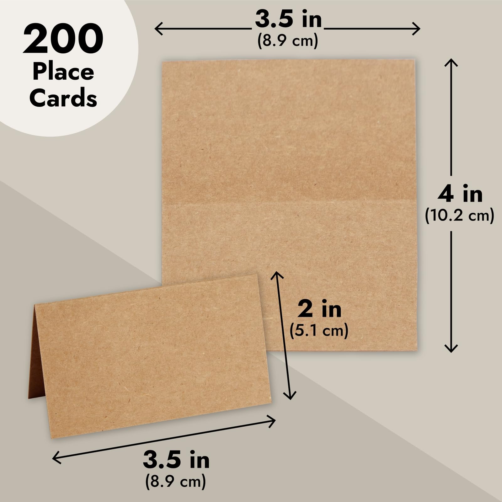 Juvale 200 Pack Kraft Paper Place Cards For Table Setting - Blank Name Cards For Wedding Reception, Baby Shower, Table Numbers (